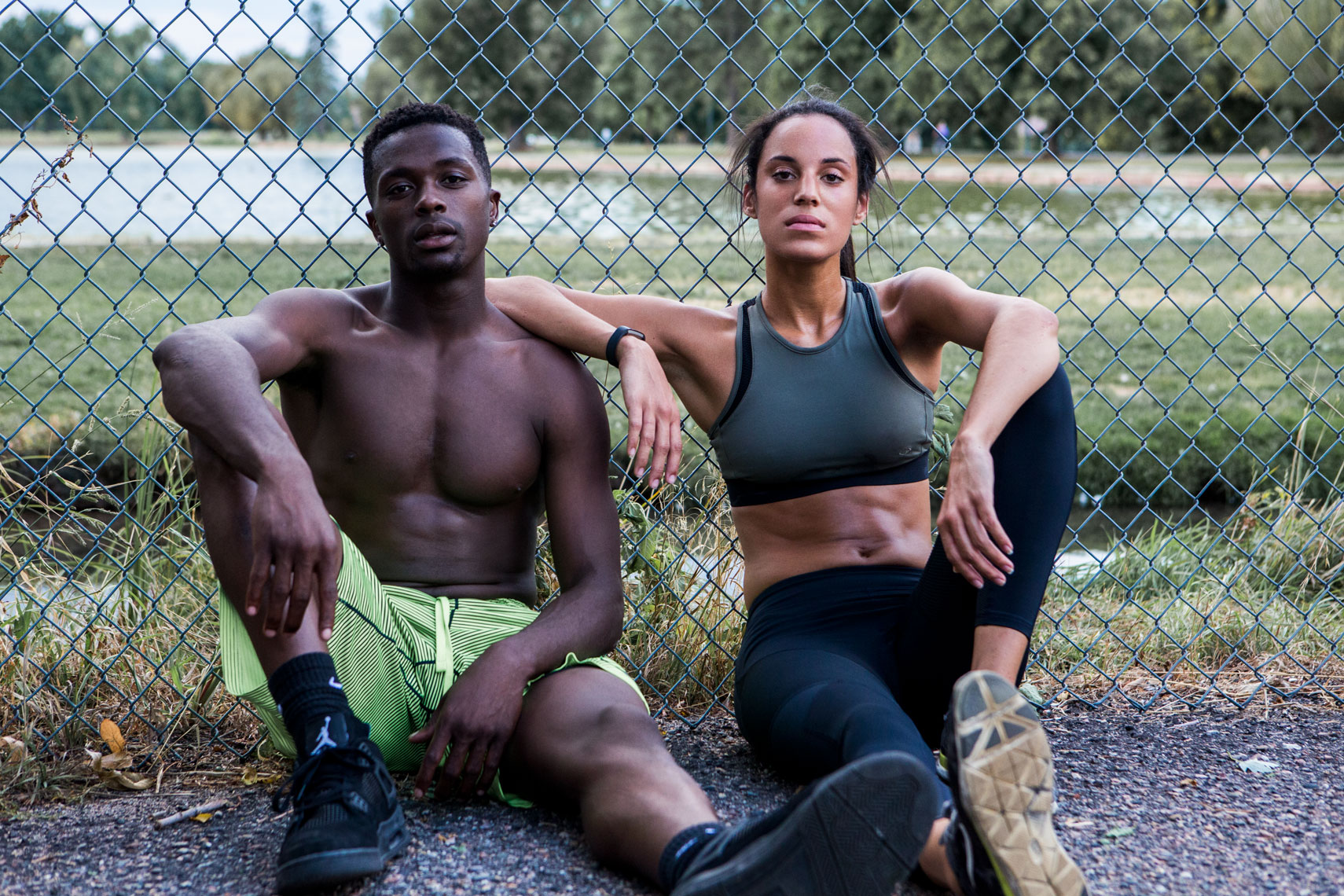 portrait of athletic man and woman